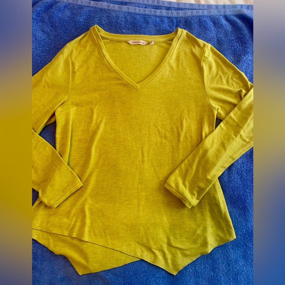 Womens Soft Surroundings Assymetrical V-Neck Sweater Size Petite S